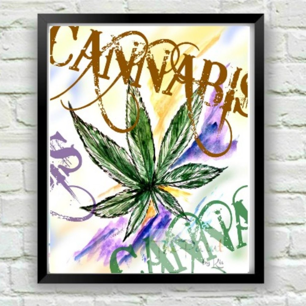 8 x 10 Cannabis Art Print Signed - Picture 1 of 1